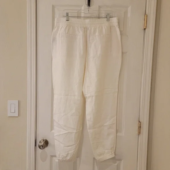 Athleta White Linen Retreat Jogger Pants - Picture 3 of 11